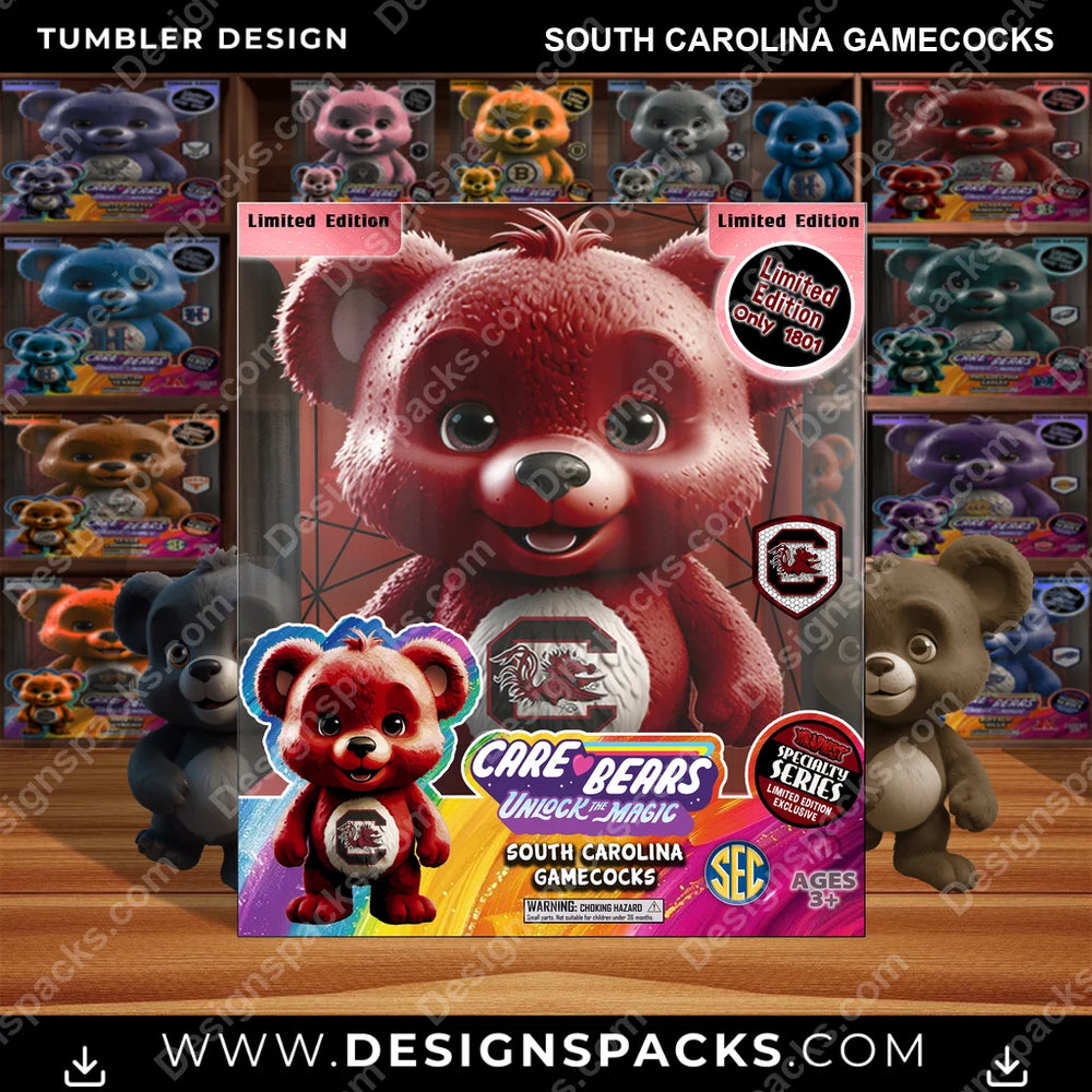 College Sport Care Bear Box South Carolina Gamecocks NCAA College Sport Tumbler Digital Wrap Design Download