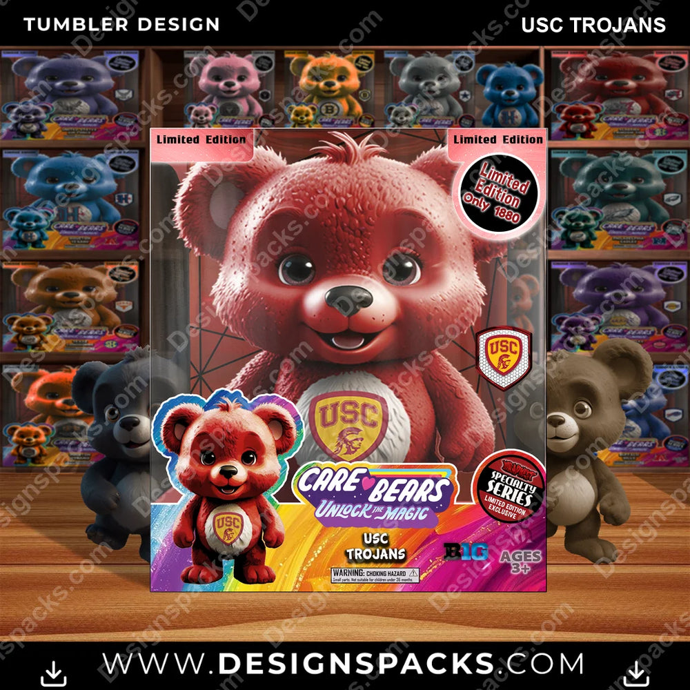 College Sport Care Bear Box USC Trojans NCAA College Sport Tumbler Digital Wrap Design Download