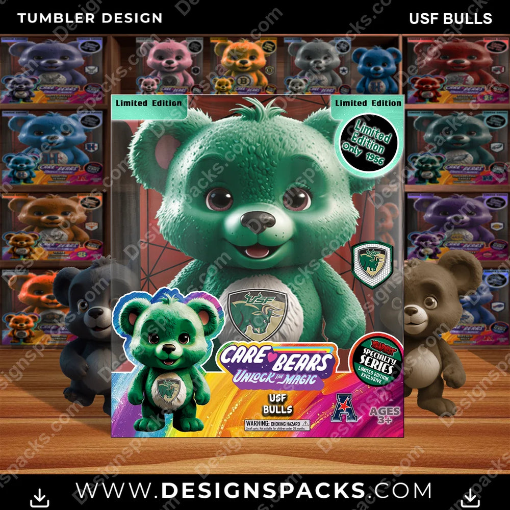 College Sport Care Bear Box USF Bulls NCAA College Sport Tumbler Digital Wrap Design Download