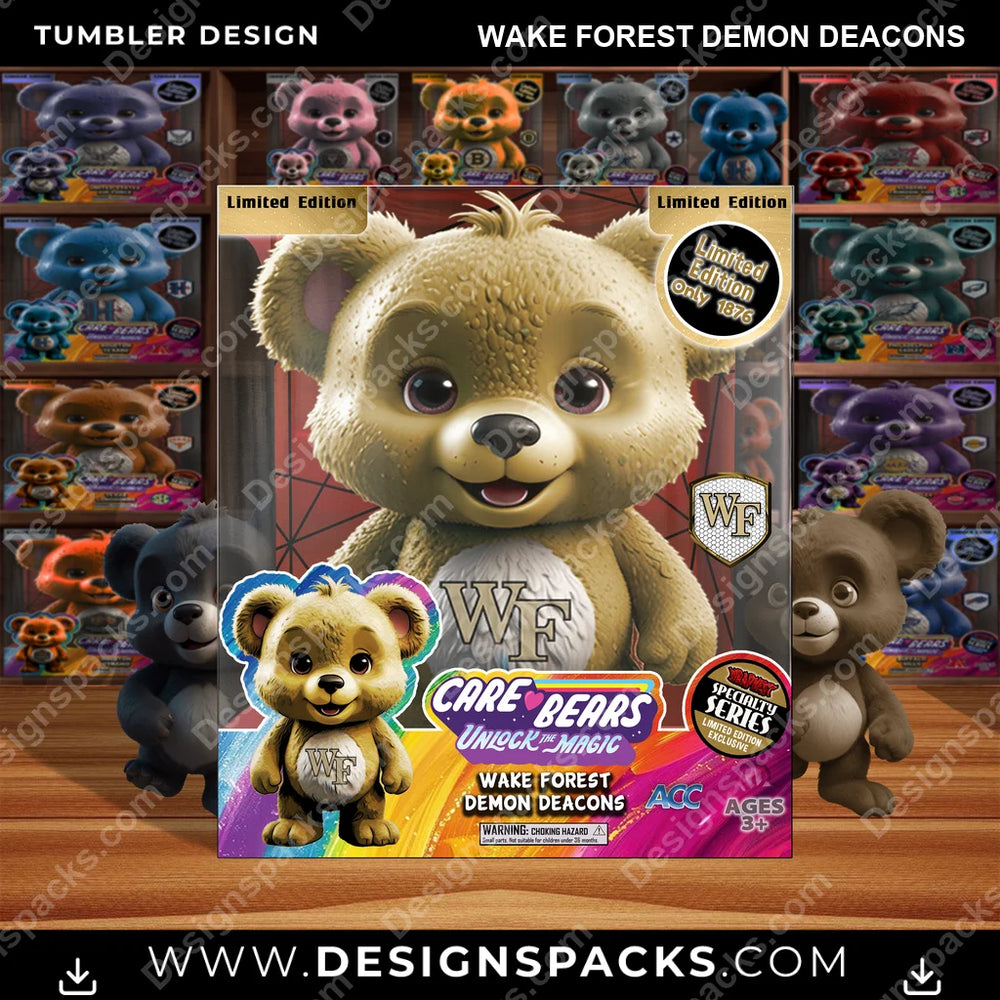 College Sport Care Bear Box Wake Forest Demon Deacons NCAA College Sport Tumbler Digital Wrap Design Download