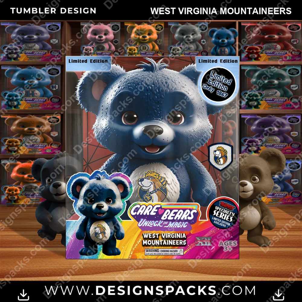 College Sport Care Bear Box West Virginia Mountaineers NCAA College Sport Tumbler Digital Wrap Design Download