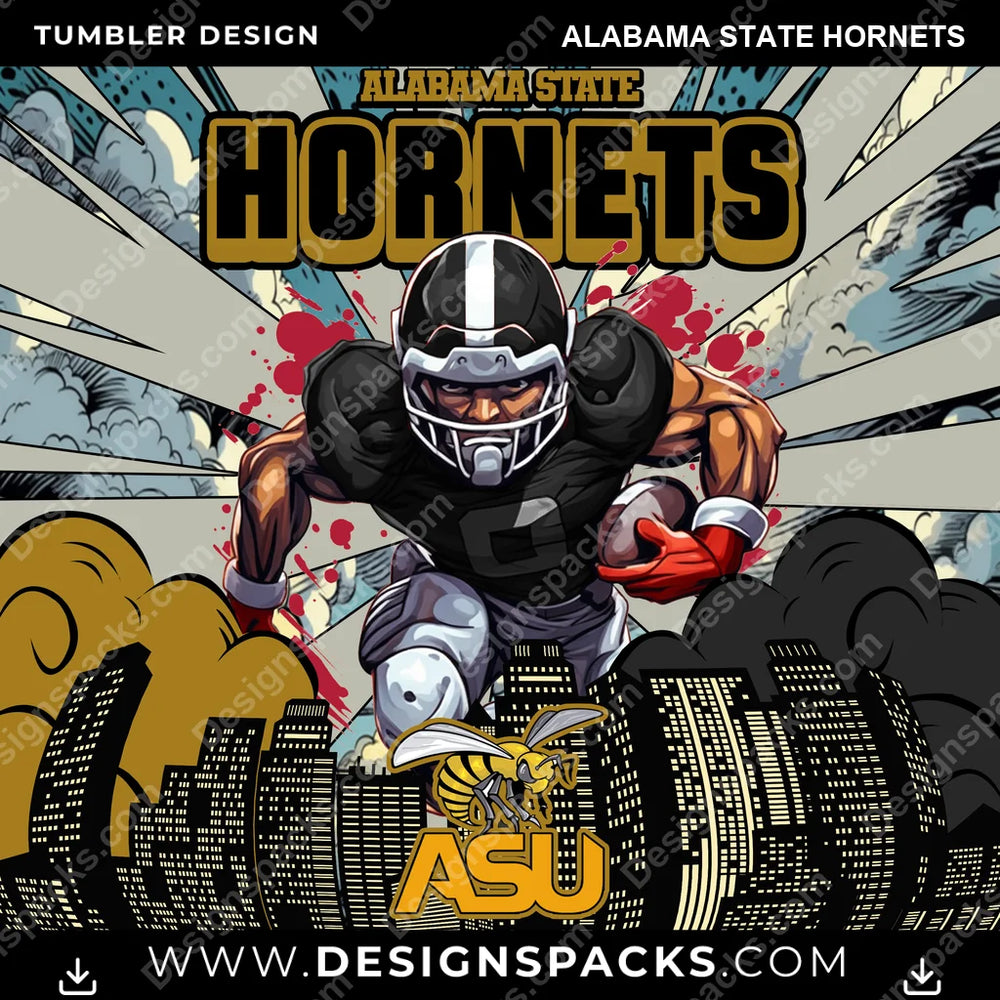 College Sport Comic Cover Alabama State Hornets NCAA College Sport Tumbler Digital Wrap Design Download