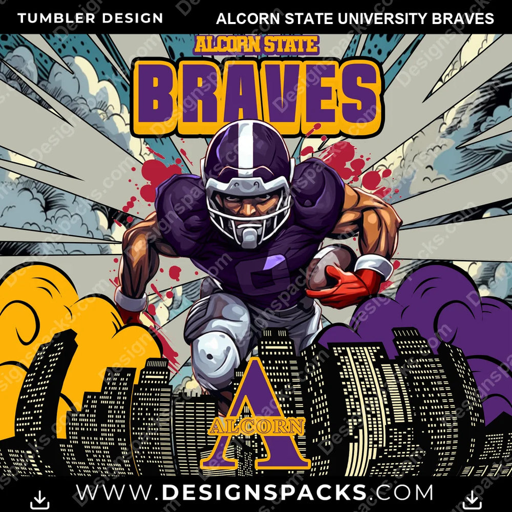 College Sport Comic Cover Alcorn State University Braves NCAA College Sport Tumbler Digital Wrap Design Download