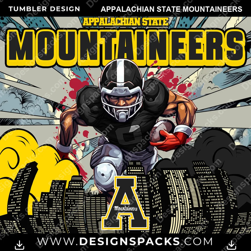 College Sport Comic Cover Appalachian State Mountaineers NCAA College Sport Tumbler Digital Wrap Design Download