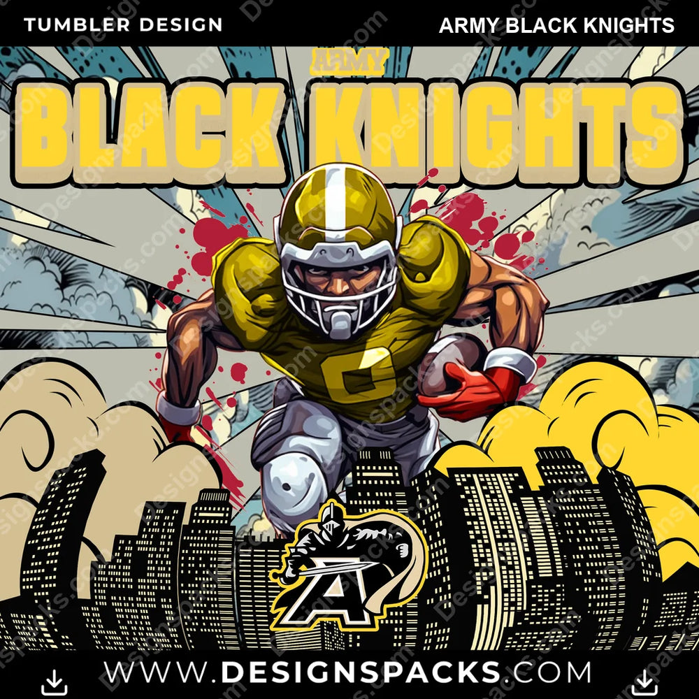 College Sport Comic Cover Army Black Knights NCAA College Sport Tumbler Digital Wrap Design Download