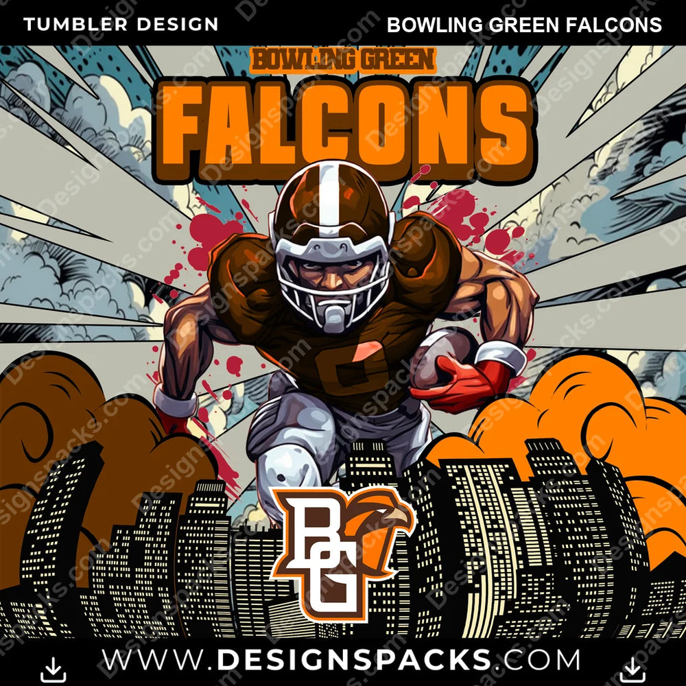 College Sport Comic Cover Bowling Green Falcons NCAA College Sport Tumbler Digital Wrap Design Download