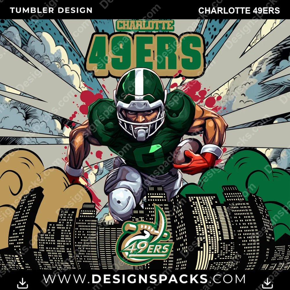 College Sport Comic Cover Charlotte 49ers NCAA College Sport Tumbler Digital Wrap Design Download