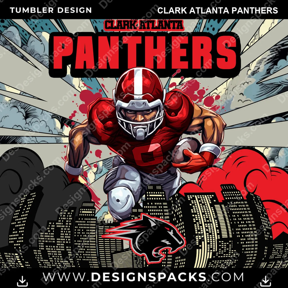 College Sport Comic Cover Clark Atlanta Panthers NCAA College Sport Tumbler Digital Wrap Design Download