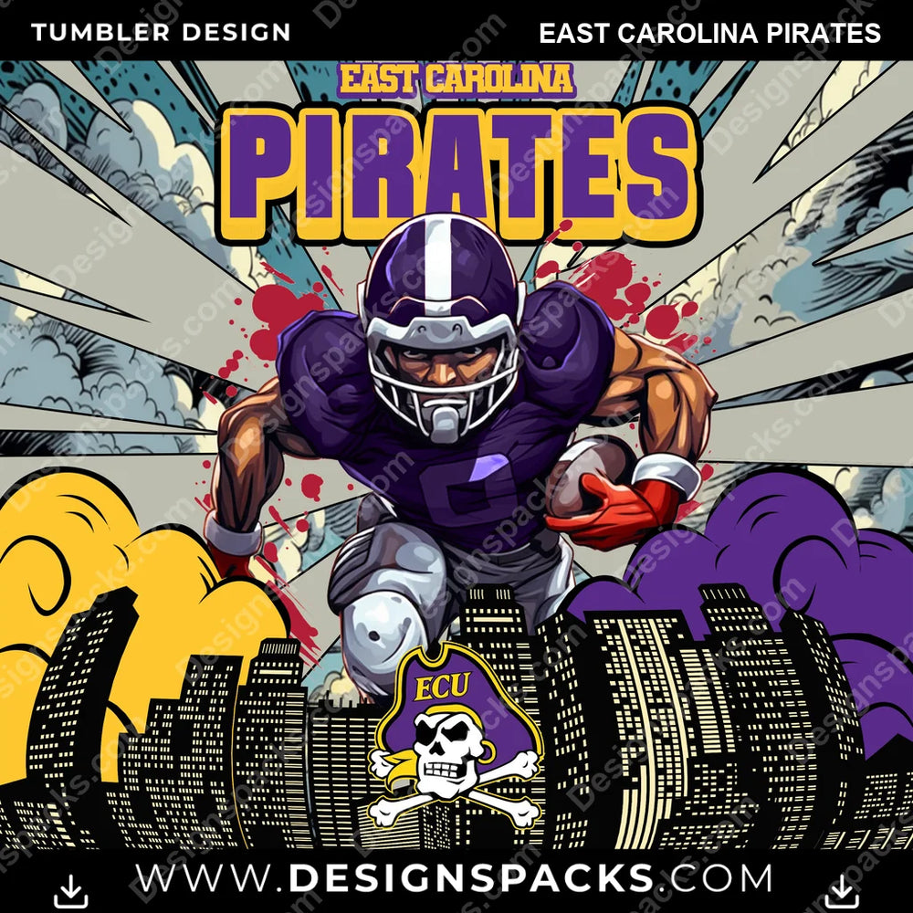 College Sport Comic Cover East Carolina Pirates NCAA College Sport Tumbler Digital Wrap Design Download