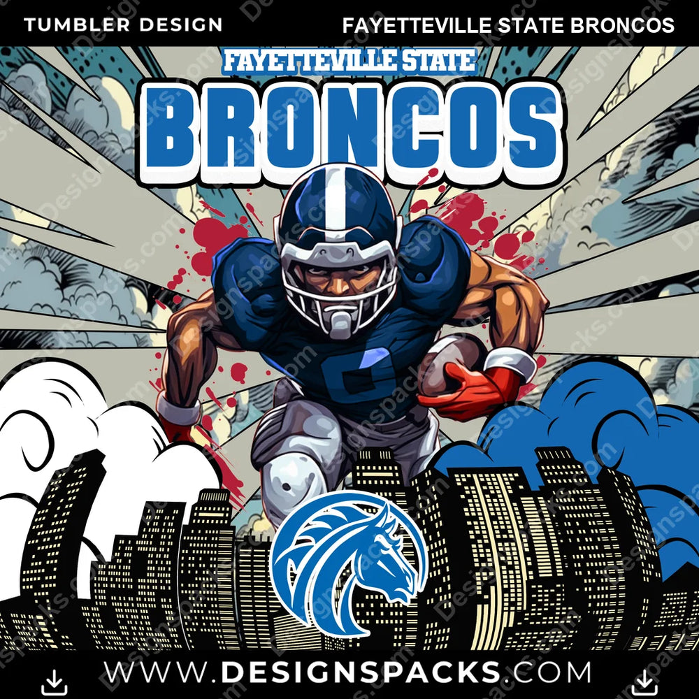 College Sport Comic Cover Fayetteville State Broncos NCAA College Sport Tumbler Digital Wrap Design Download