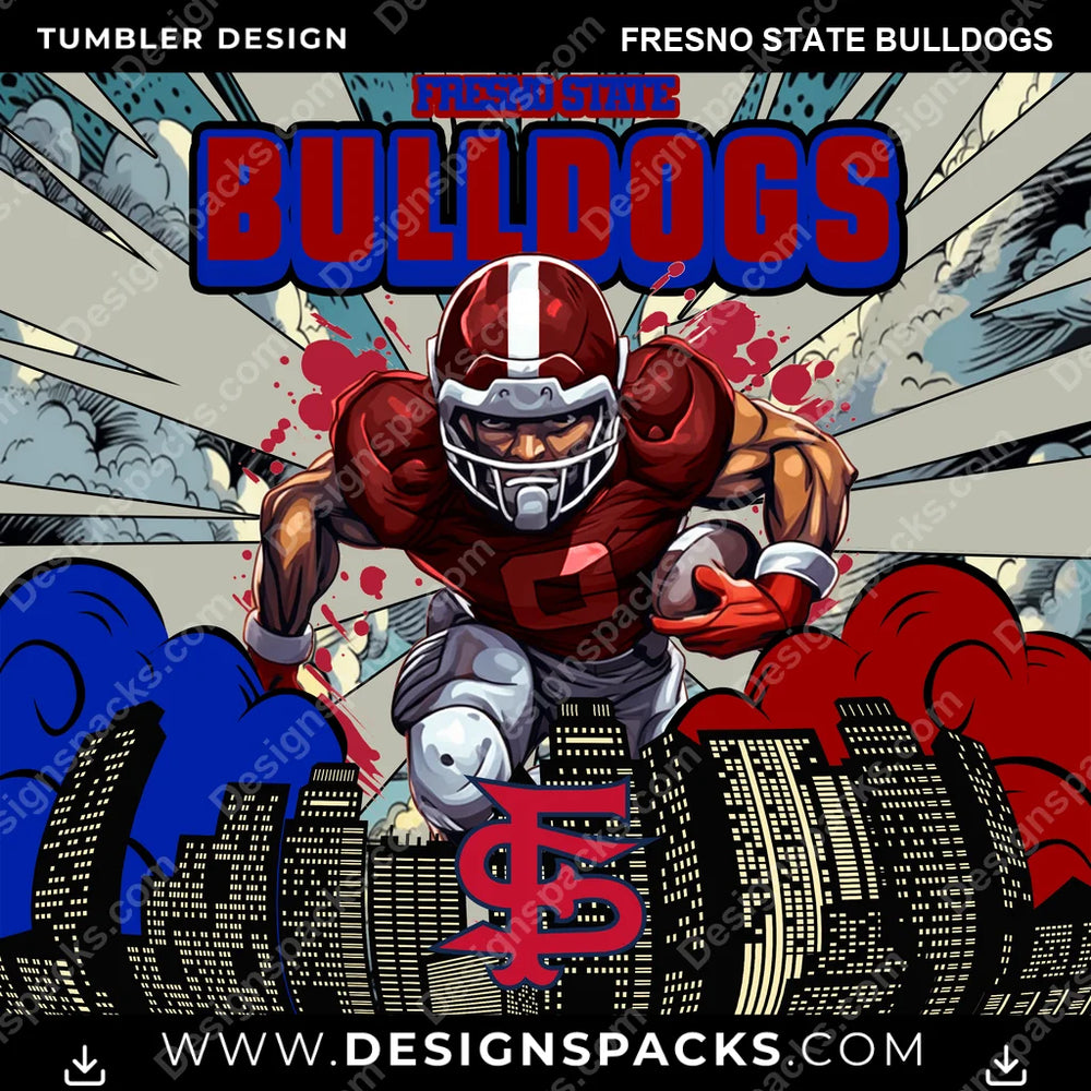 College Sport Comic Cover Fresno State Bulldogs NCAA College Sport Tumbler Digital Wrap Design Download