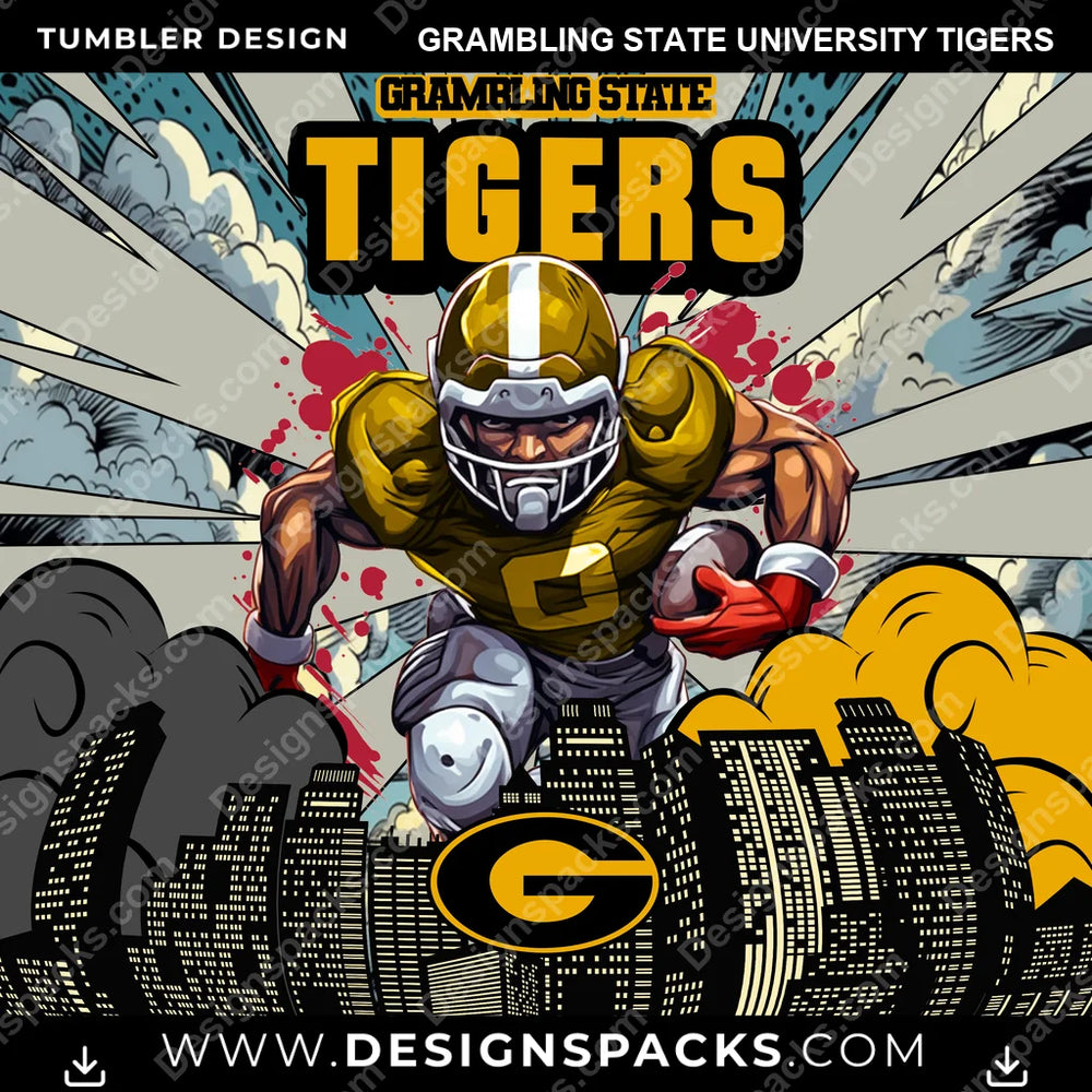 College Sport Comic Cover Grambling State University Tigers NCAA College Sport Tumbler Digital Wrap Design Download