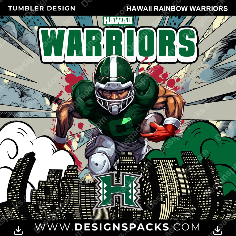 College Sport Comic Cover Hawaii Rainbow Warriors NCAA College Sport Tumbler Digital Wrap Design Download