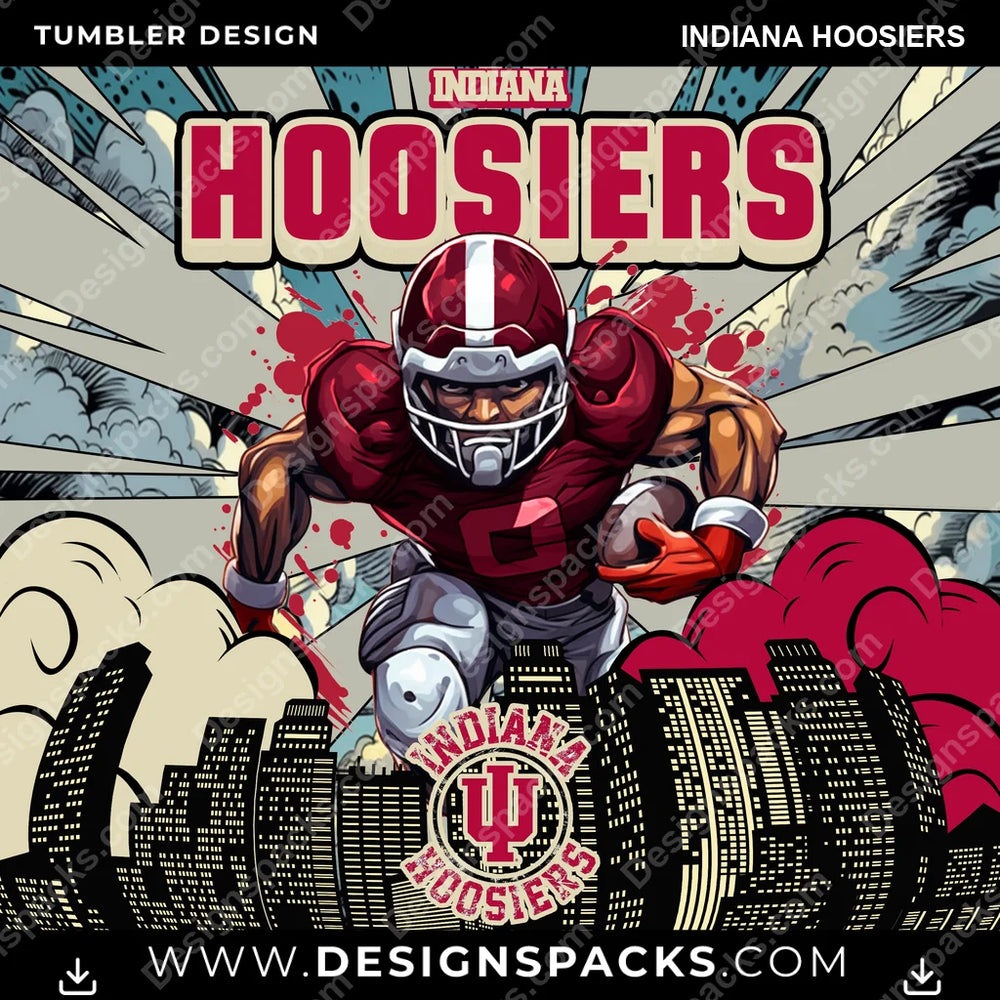 College Sport Comic Cover Indiana Hoosiers NCAA College Sport Tumbler Digital Wrap Design Download