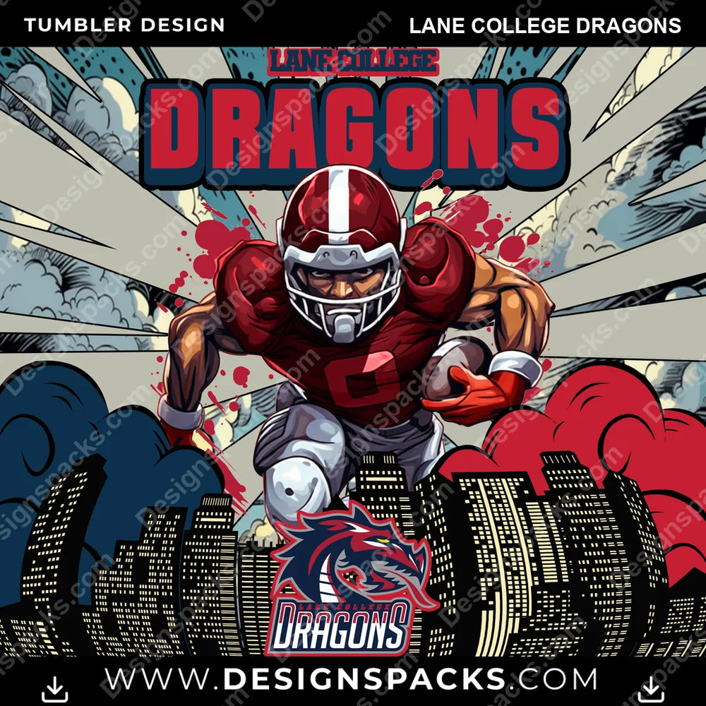 College Sport Comic Cover Lane College Dragons NCAA College Sport Tumbler Digital Wrap Design Download