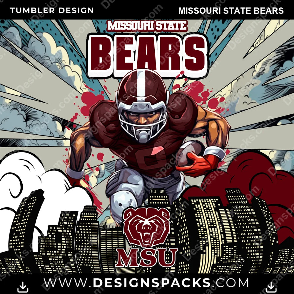 College Sport Comic Cover Missouri State Bears NCAA College Sport Tumbler Digital Wrap Design Download
