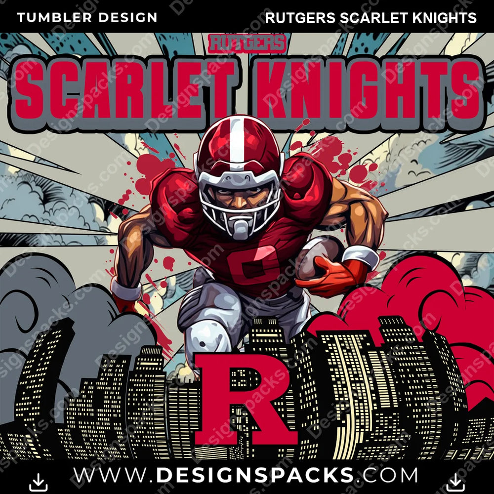 College Sport Comic Cover Rutgers Scarlet Knights NCAA College Sport Tumbler Digital Wrap Design Download