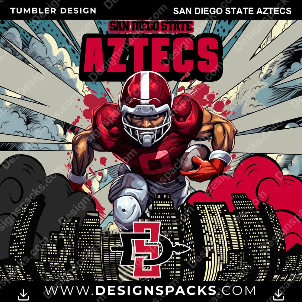 College Sport Comic Cover San Diego State Aztecs NCAA College Sport Tumbler Digital Wrap Design Download