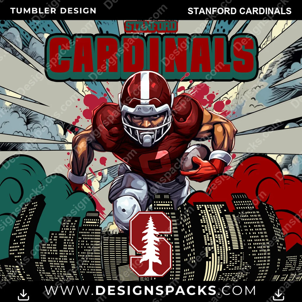 College Sport Comic Cover Stanford Cardinals NCAA College Sport Tumbler Digital Wrap Design Download
