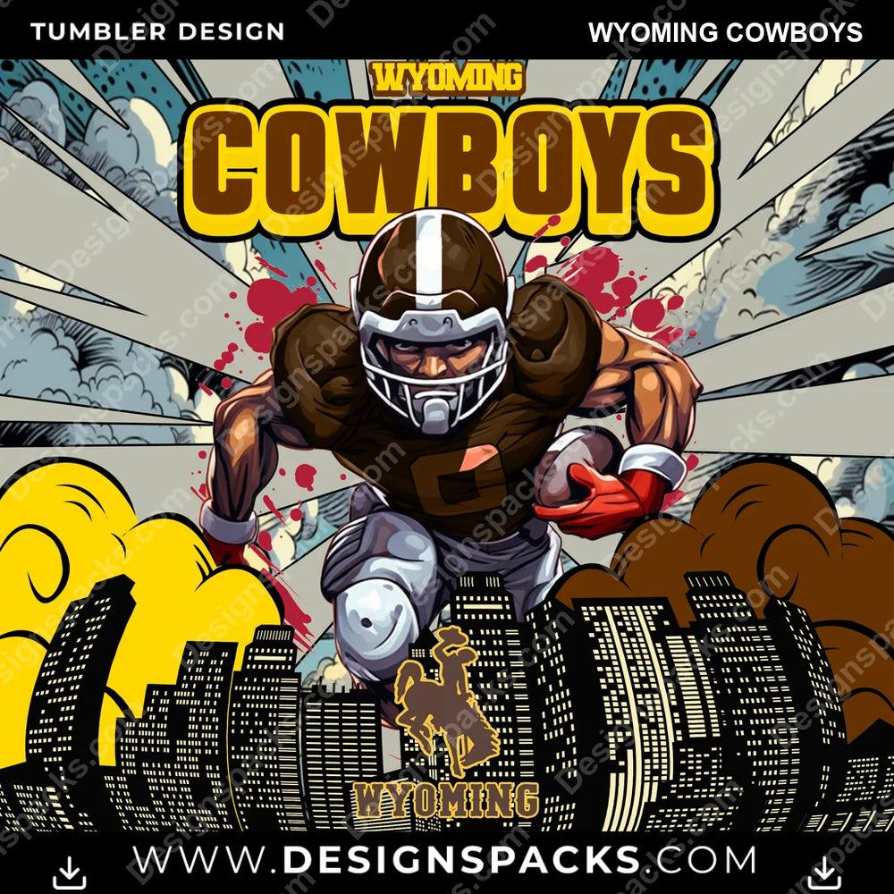 College Sport Comic Cover Wyoming Cowboys NCAA College Sport Tumbler Digital Wrap Design Download