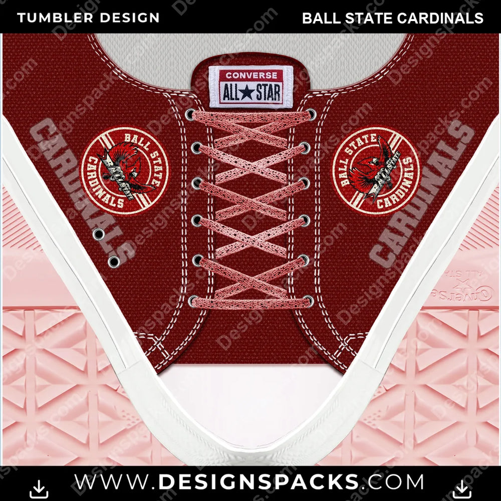 College Sport Converse Ball State Cardinals NCAA College Sport Tumbler Digital Wrap Design Download