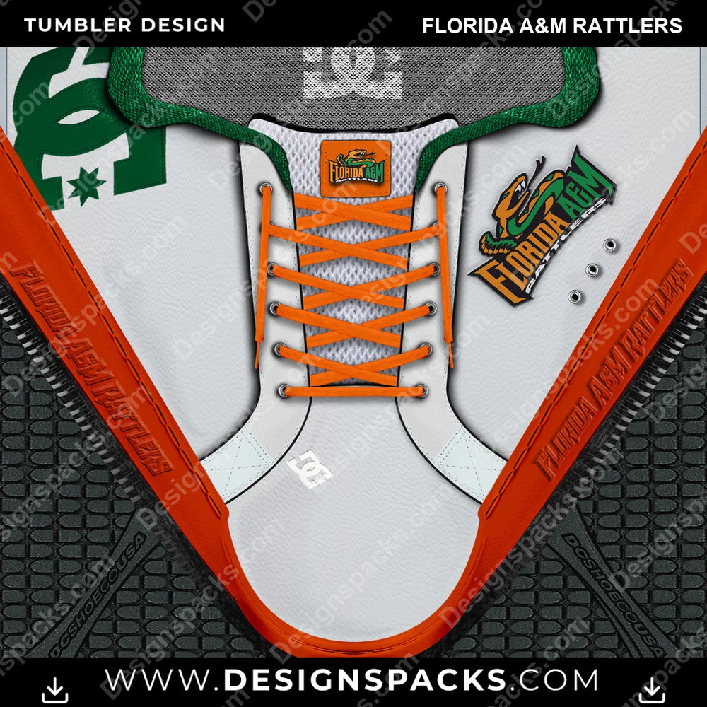 College Sport DC Sneaker Florida A&M Rattlers NCAA College Sport Tumbler Digital Wrap Design Download