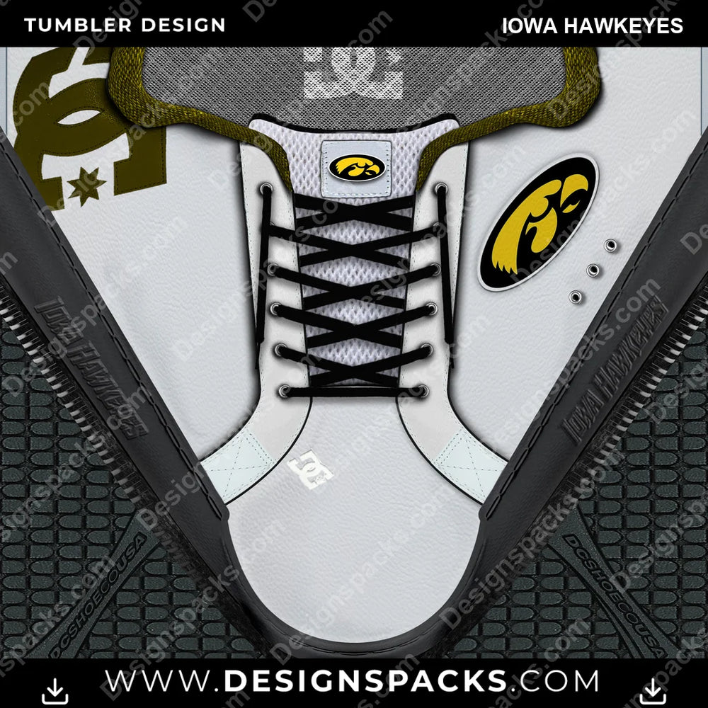 College Sport DC Sneaker Iowa Hawkeyes NCAA College Sport Tumbler Digital Wrap Design Download