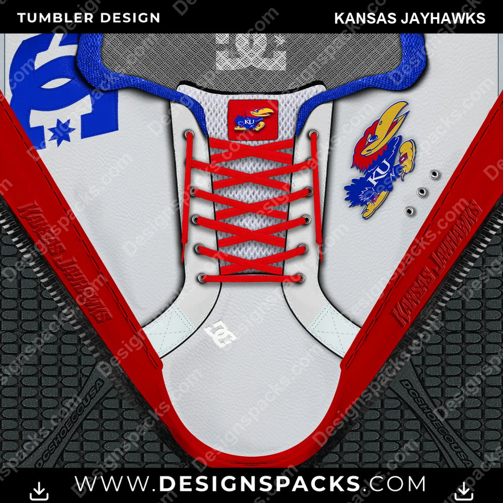 College Sport DC Sneaker Kansas Jayhawks NCAA College Sport Tumbler Digital Wrap Design Download