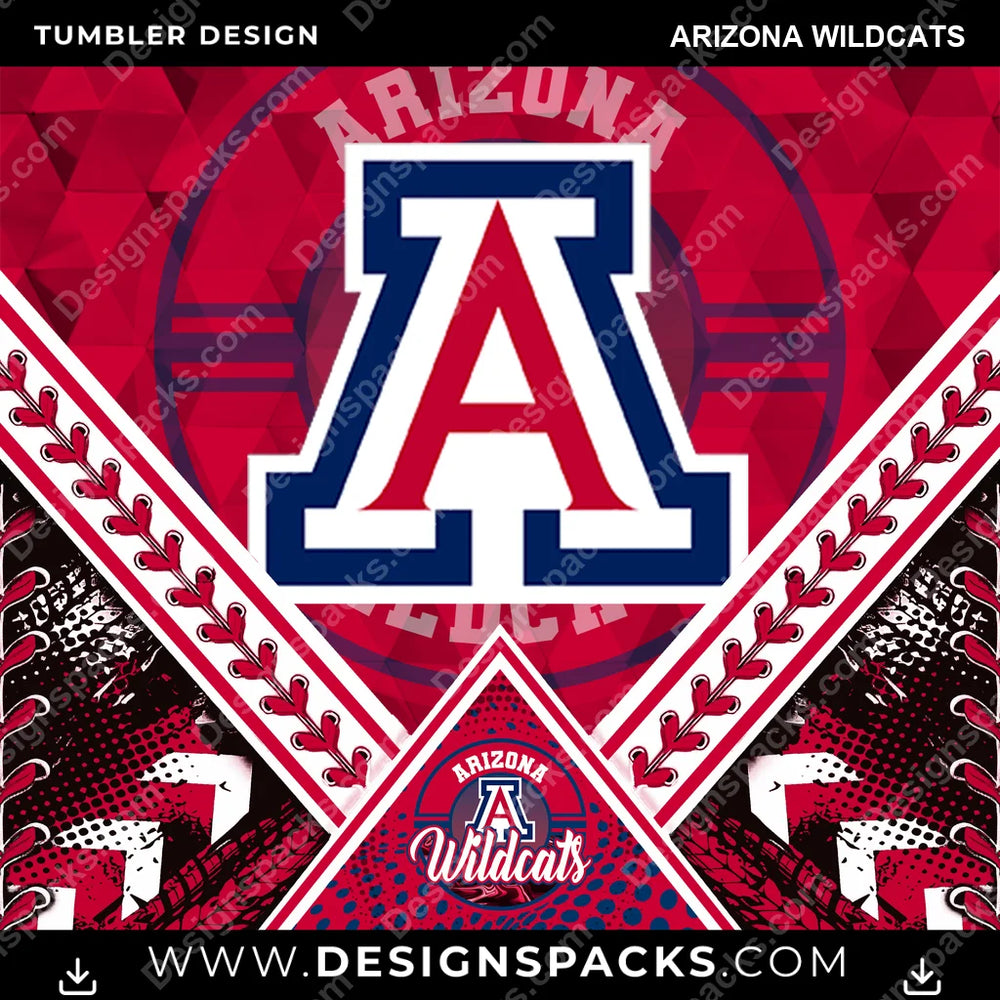 College Sport Diamond Arizona Wildcats NCAA College Sport Tumbler Digital Wrap Design Download
