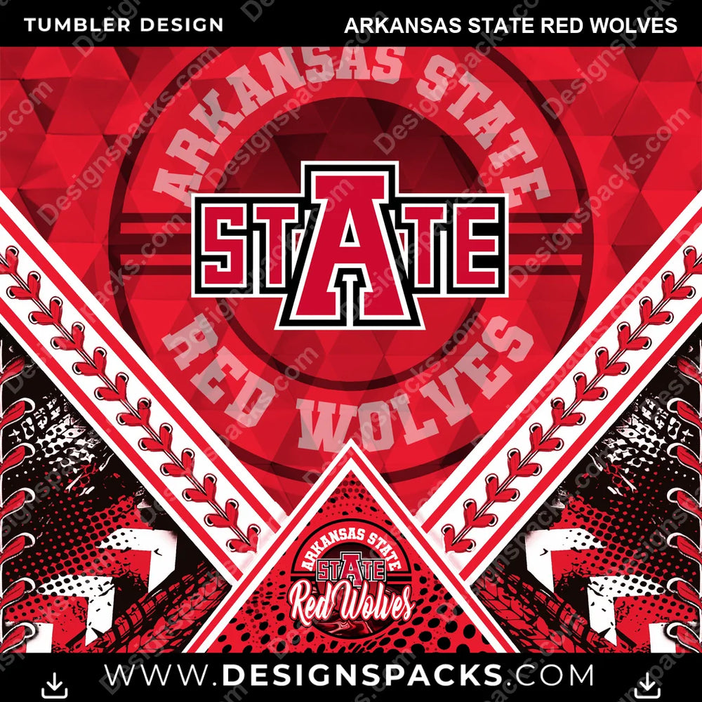 College Sport Diamond Arkansas State Red Wolves NCAA College Sport Tumbler Digital Wrap Design Download