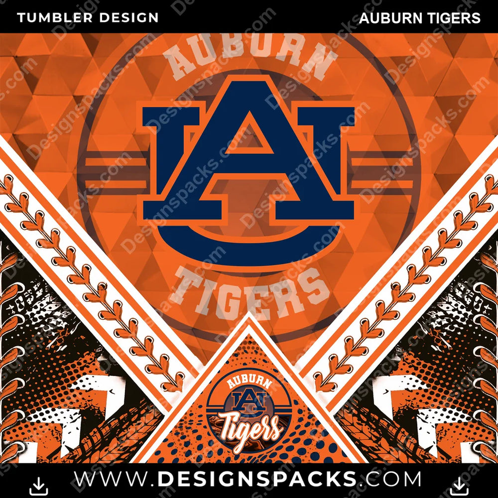 College Sport Diamond Auburn Tigers NCAA College Sport Tumbler Digital Wrap Design Download