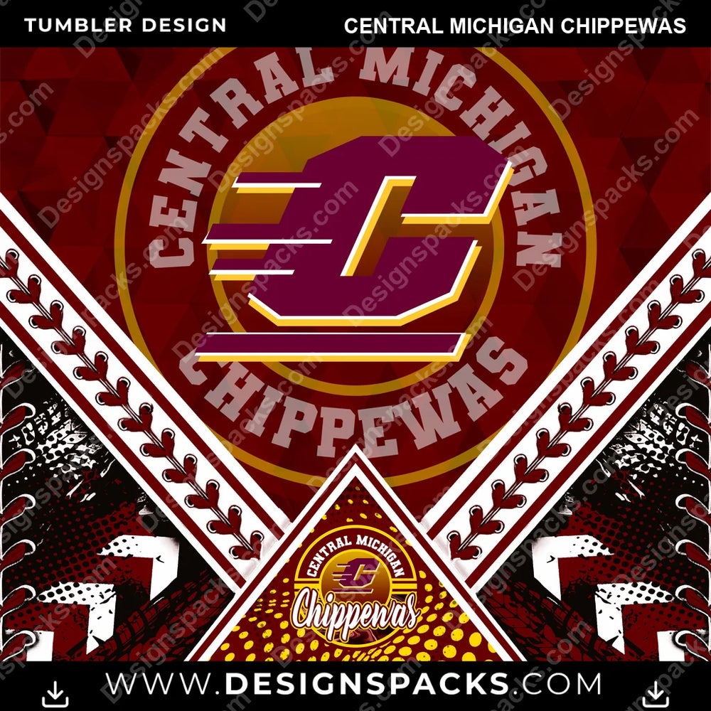 College Sport Diamond Central Michigan Chippewas NCAA College Sport Tumbler Digital Wrap Design Download