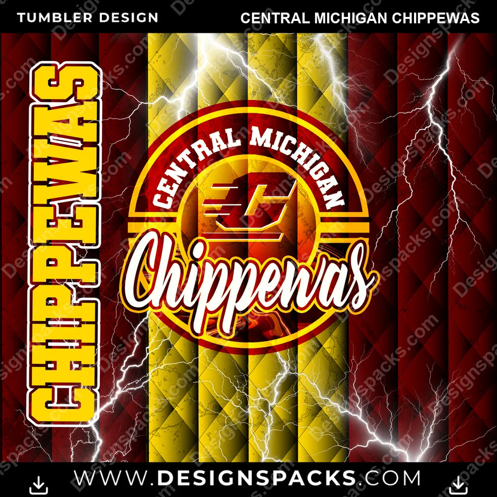 College Sport Diamond Central Michigan Chippewas NCAA College Sport Tumbler Digital Wrap Design Download