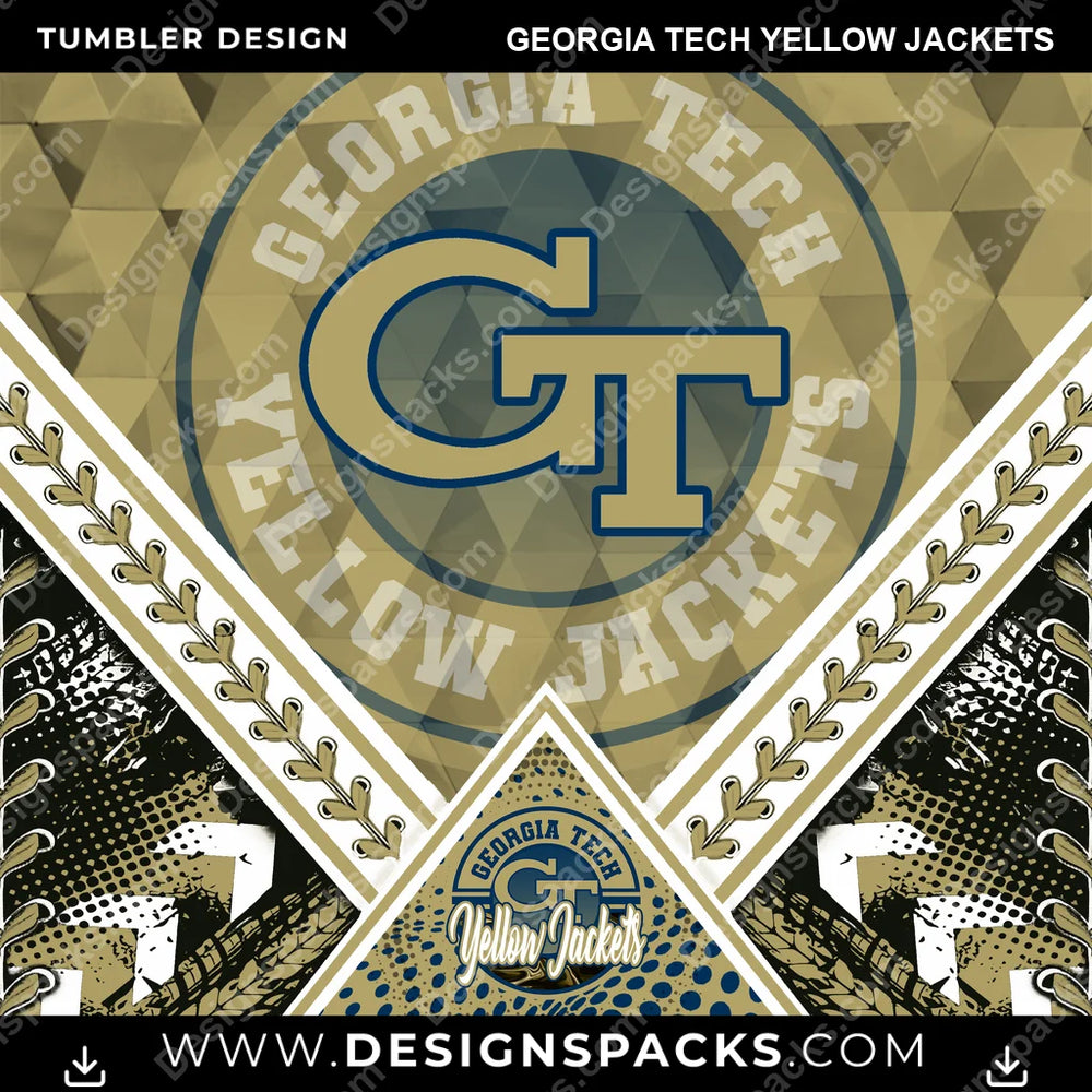 College Sport Diamond Georgia Tech Yellow Jackets NCAA College Sport Tumbler Digital Wrap Design Download