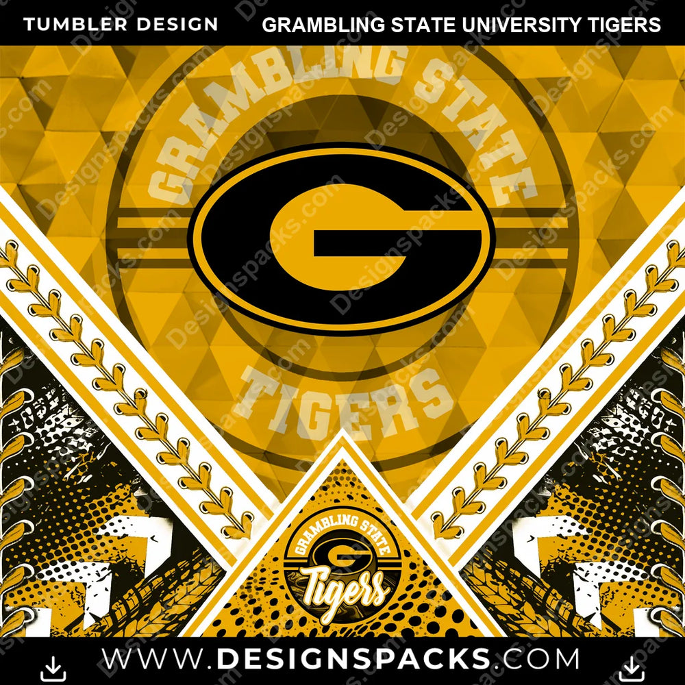 College Sport Diamond Grambling State University Tigers NCAA College Sport Tumbler Digital Wrap Design Download