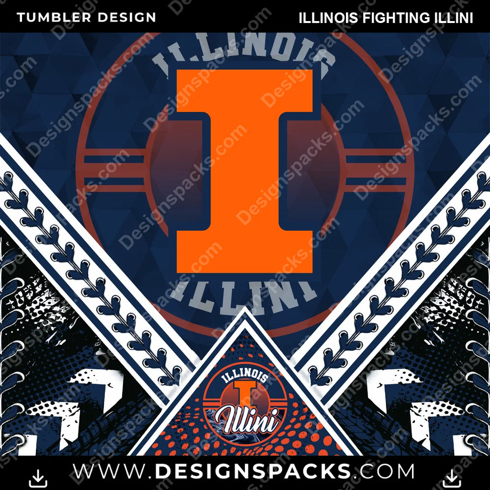 College Sport Diamond Illinois Fighting Illini NCAA College Sport Tumbler Digital Wrap Design Download
