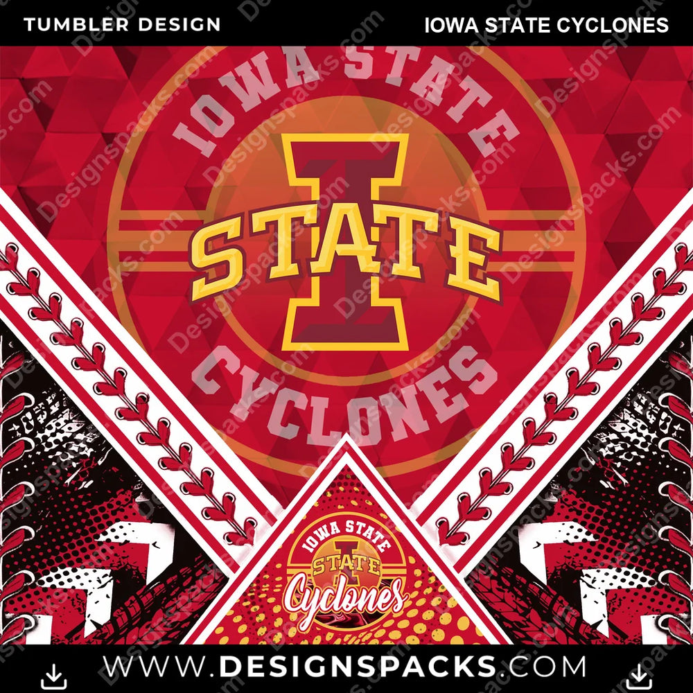 College Sport Diamond Iowa State Cyclones NCAA College Sport Tumbler Digital Wrap Design Download