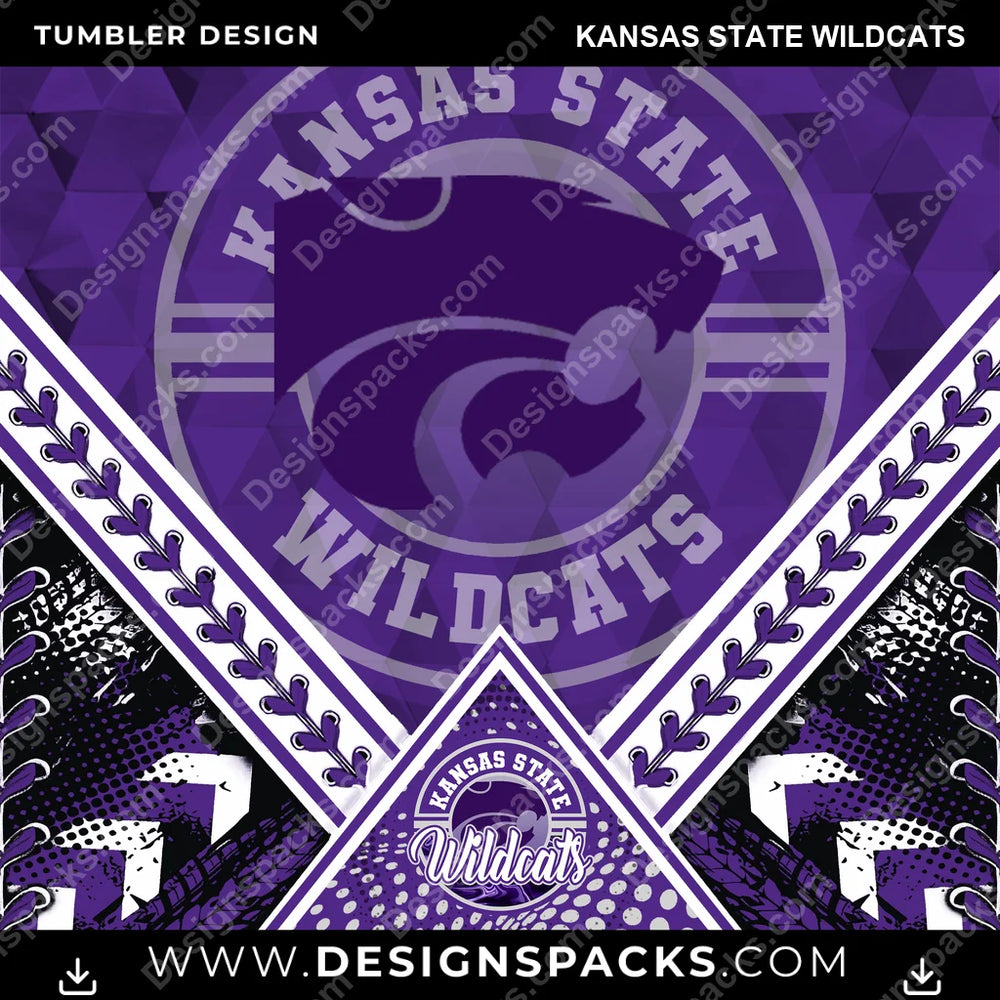 College Sport Diamond Kansas State Wildcats NCAA College Sport Tumbler Digital Wrap Design Download