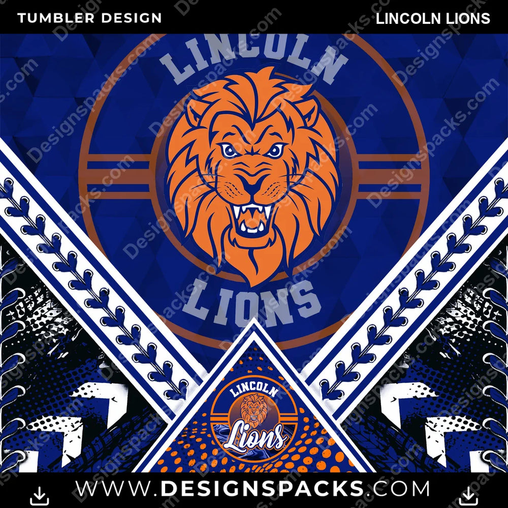 College Sport Diamond Lincoln Lions NCAA College Sport Tumbler Digital Wrap Design Download