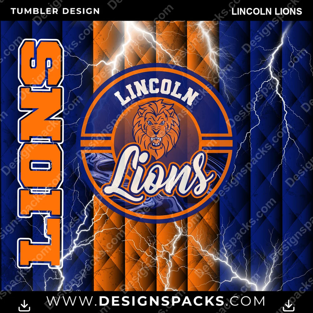 College Sport Diamond Lincoln Lions NCAA College Sport Tumbler Digital Wrap Design Download