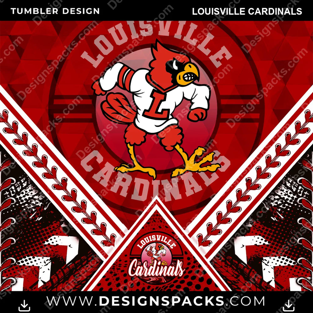 College Sport Diamond Louisville Cardinals NCAA College Sport Tumbler Digital Wrap Design Download