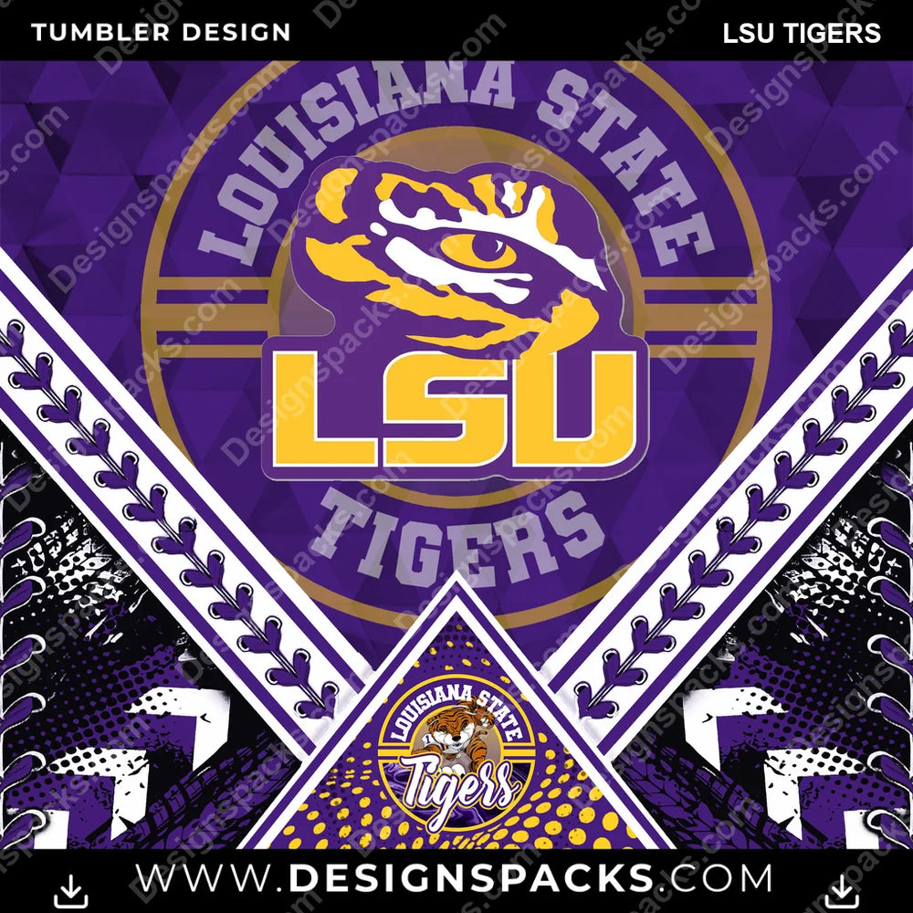 College Sport Diamond LSU Tigers NCAA College Sport Tumbler Digital Wrap Design Download