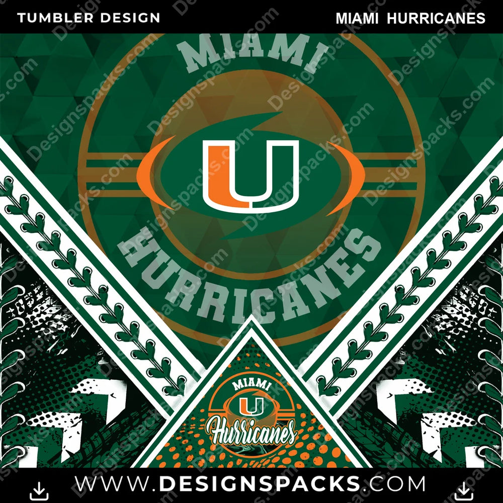 College Sport Diamond Miami Hurricanes NCAA College Sport Tumbler Digital Wrap Design Download