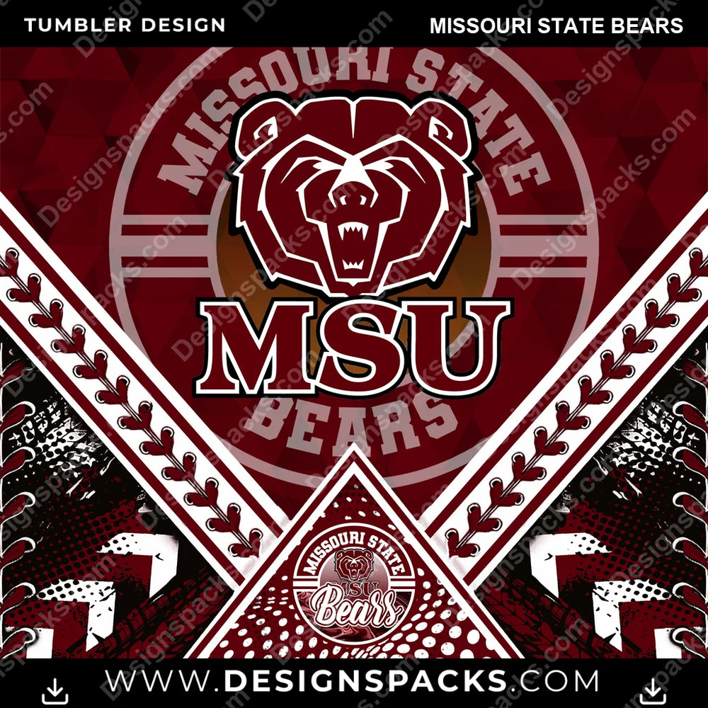 College Sport Diamond Missouri State Bears NCAA College Sport Tumbler Digital Wrap Design Download