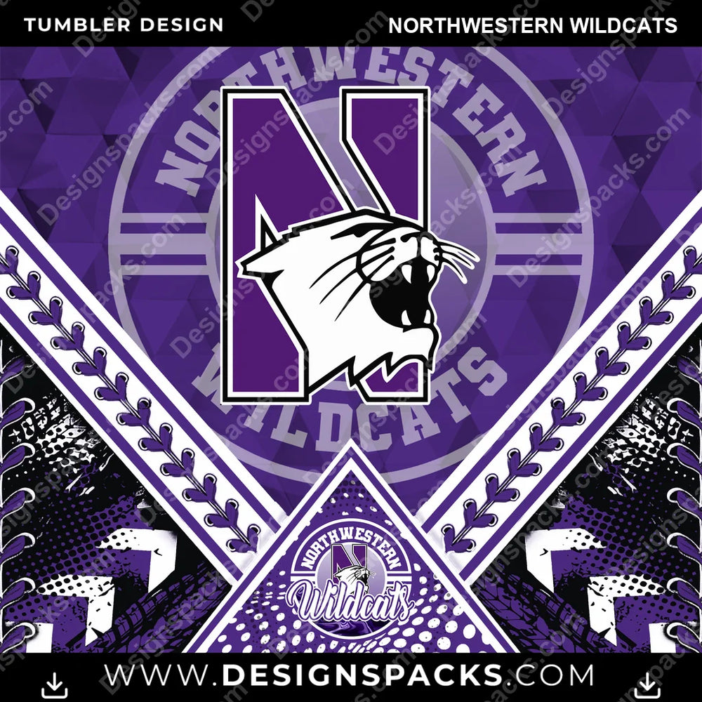 College Sport Diamond Northwestern Wildcats NCAA College Sport Tumbler Digital Wrap Design Download