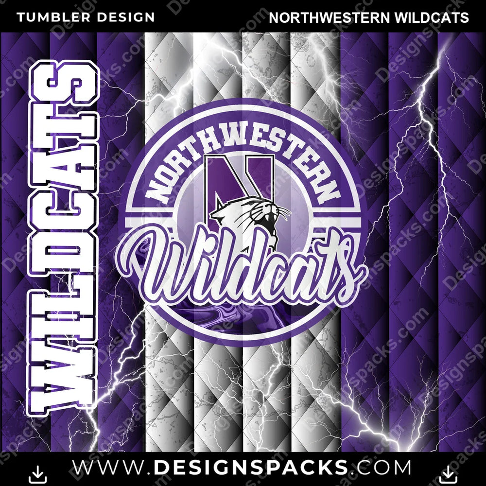 College Sport Diamond Northwestern Wildcats NCAA College Sport Tumbler Digital Wrap Design Download