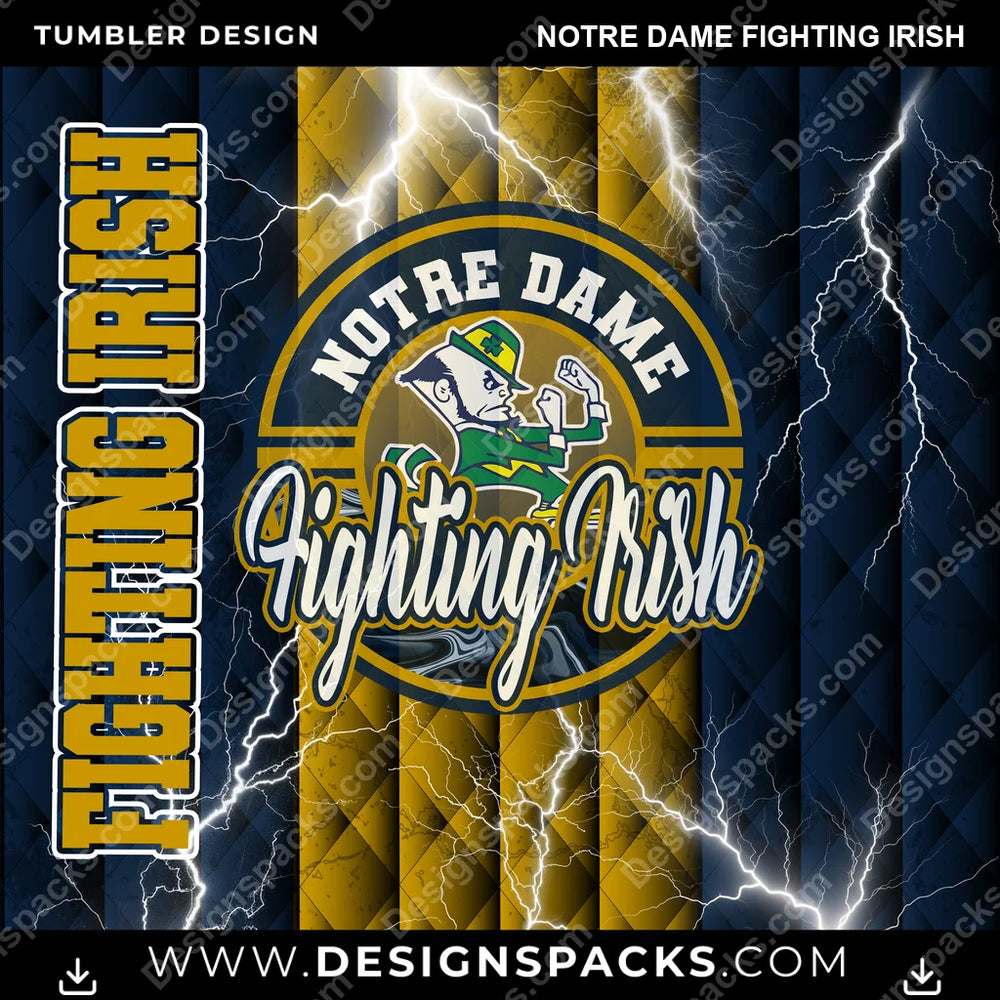 College Sport Diamond Notre Dame Fighting Irish NCAA College Sport Tumbler Digital Wrap Design Download