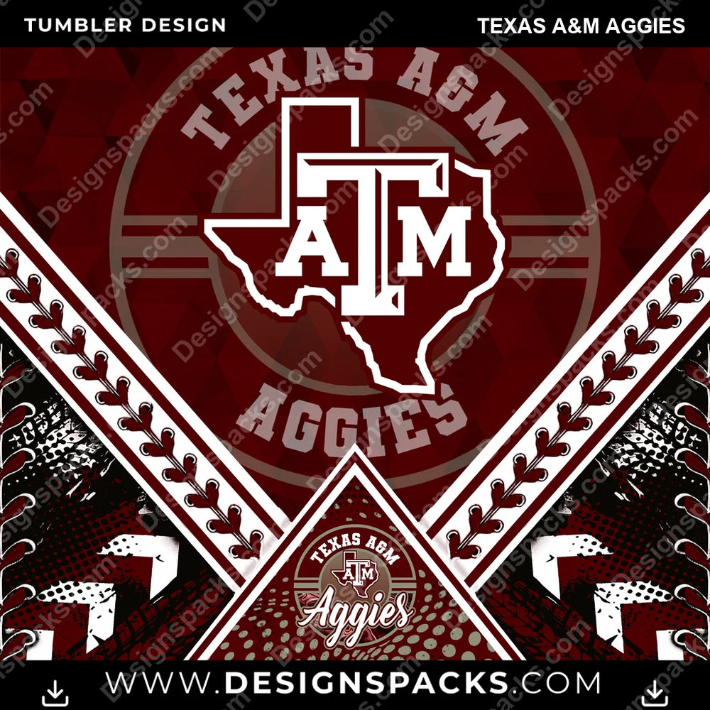 College Sport Diamond Texas A&M Aggies NCAA College Sport Tumbler Digital Wrap Design Download