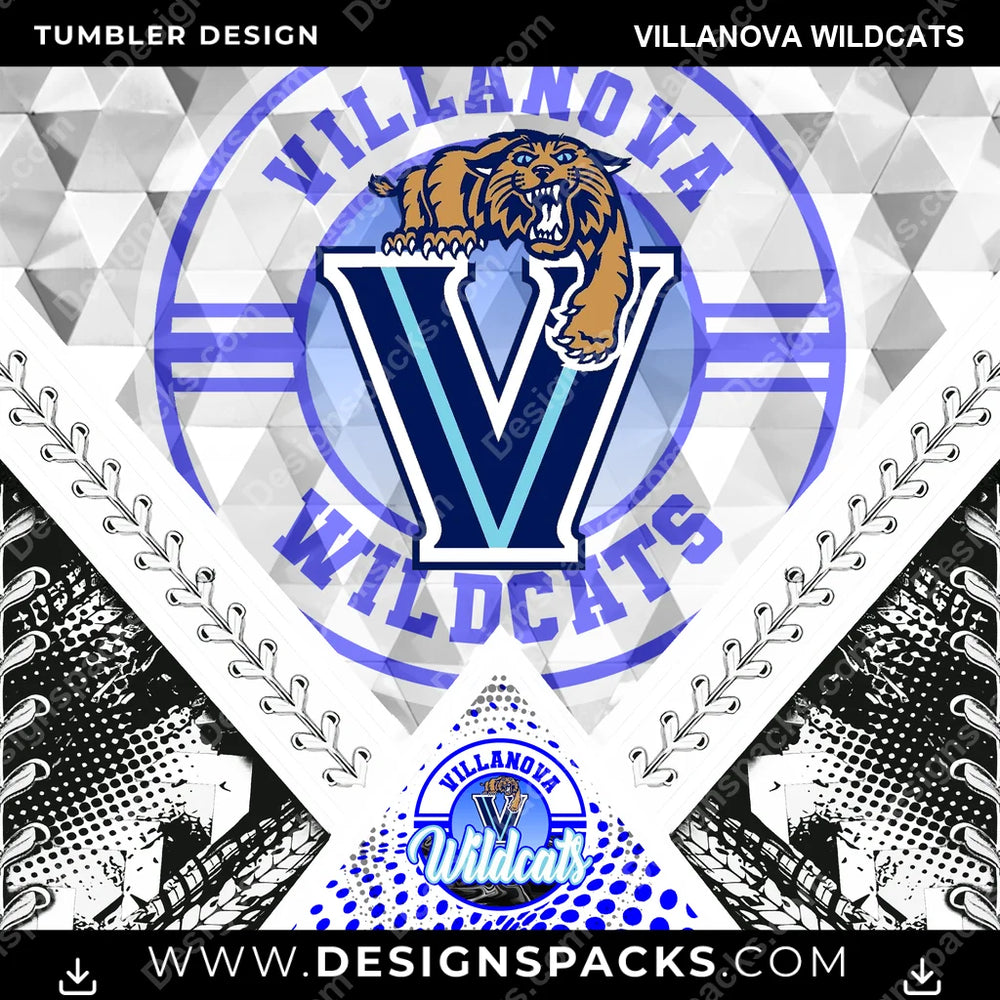 College Sport Diamond Villanova Wildcats NCAA College Sport Tumbler Digital Wrap Design Download