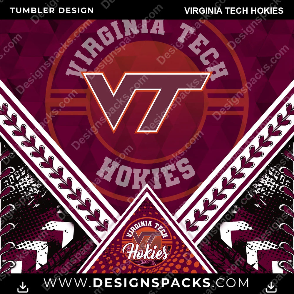 College Sport Diamond Virginia Tech Hokies NCAA College Sport Tumbler Digital Wrap Design Download